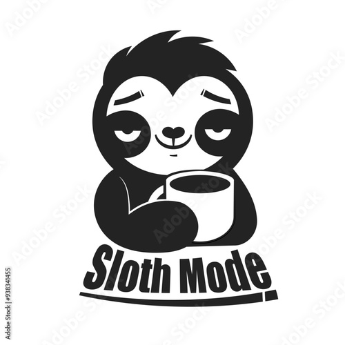 Cute Sloth Yoga Holding Coffee Cartoon Vector Icon Illustration. Animal Food And Drink Icon Concept Isolated Premium Vector. Flat Cartoon Style