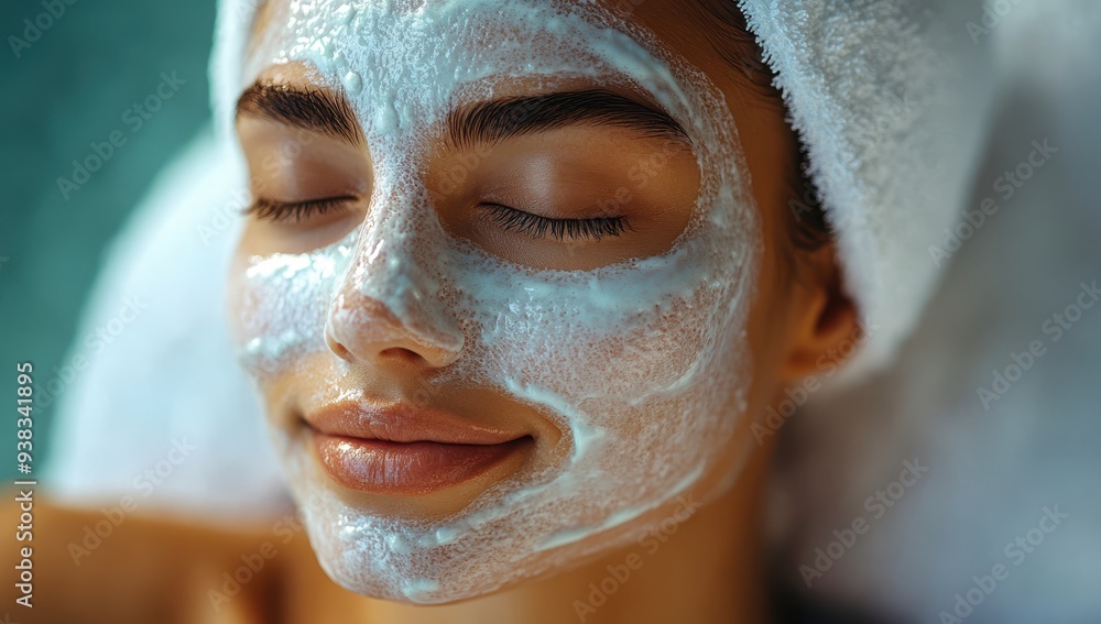 Close-Up of Woman with White Face Mask Receiving Massage in Spa Salon - Beauty Treatment Concept in High Detail Close-Up of Woman with White Face Mask Receiving Massage in Spa Salon - Beauty Treatment Concept in High Detail