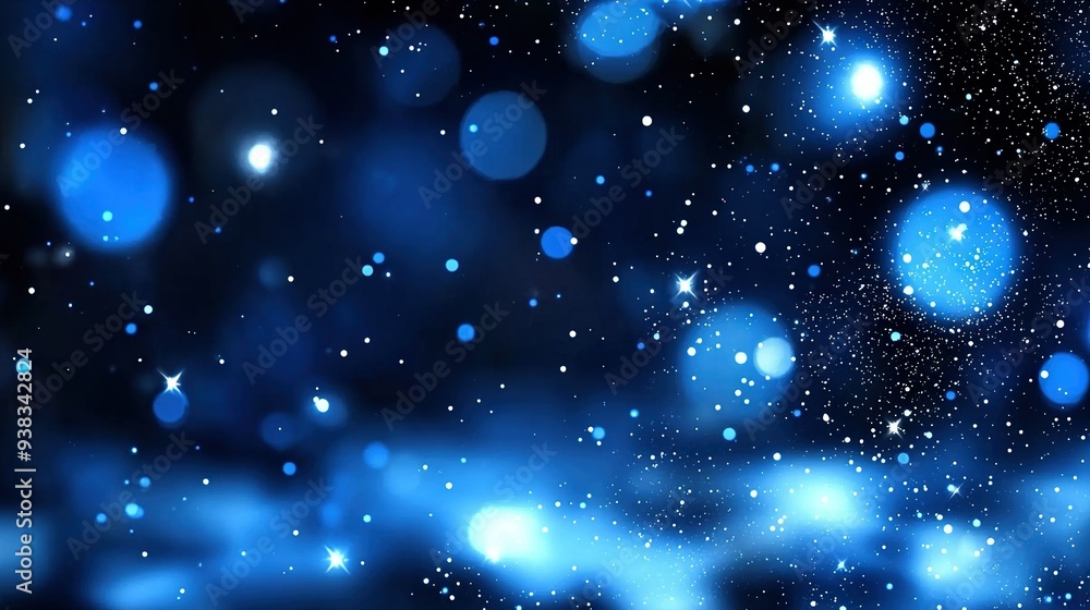 Obraz premium A photo of blue lights on a black backdrop with a fuzzy depiction of blue lights on a dark background