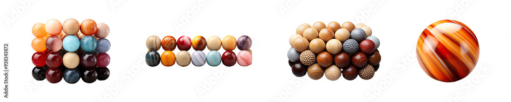 Set, collection of Colorful Wooden Bead isolated on transparent background. Set, collection of Colorful Wooden Bead isolated on transparent background.