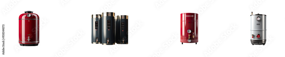 Set, collection of Commercial Water Heater isolated on transparent background. Set, collection of Commercial Water Heater isolated on transparent background.