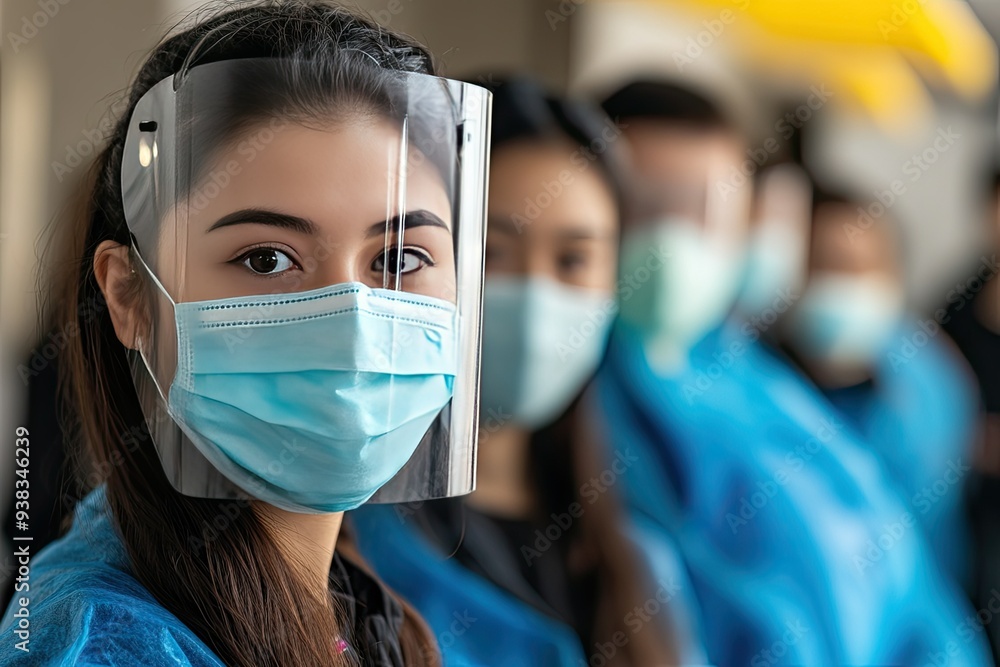 Woman in a Face Mask and Face Shield Woman in a Face Mask and Face Shield