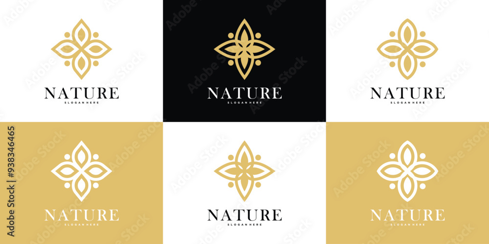 Fototapeta premium Minimalist and beautiful elegant floral logo design. Premium Vector