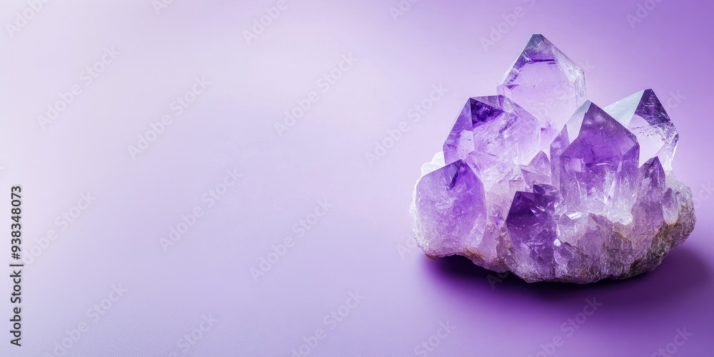 Purple Amethyst Crystal on Lavender Background Purple Amethyst Crystal on Lavender Background