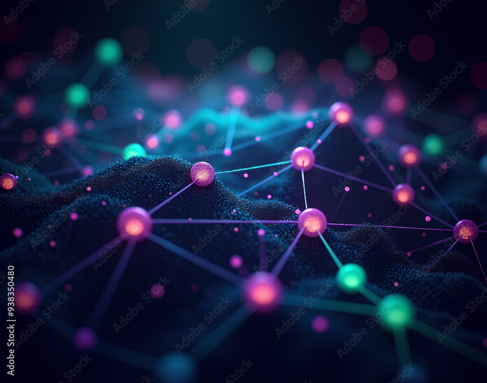 Futuristic Neural Network Visualization: Complex 3D AI Structures in Glowing Abstract Style Futuristic Neural Network Visualization: Complex 3D AI Structures in Glowing Abstract Style