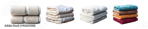 Set, collection of Cotton Bath Towel isolated on transparent background.