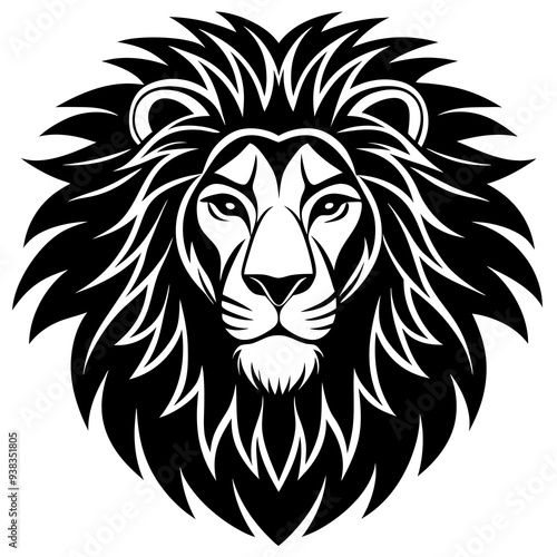 Lion Head Silhouette Vector Art Illustration