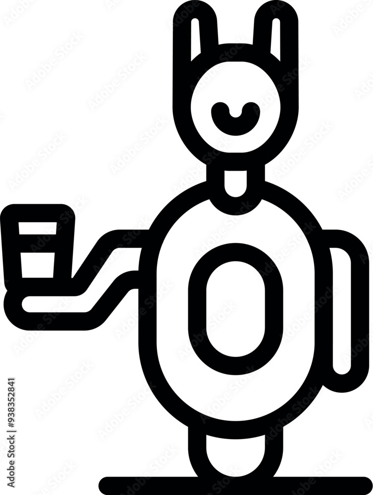 Smiling robot is holding a glass of water, symbolizing the future of home automation and assistance Smiling robot is holding a glass of water, symbolizing the future of home automation and assistance