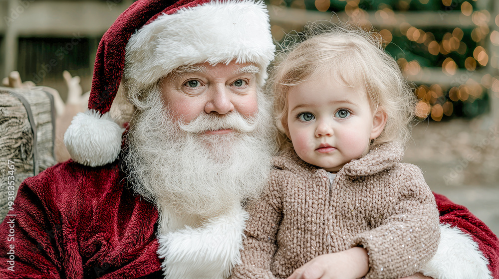 Obraz premium Magical Christmas Eve Santa Claus and His Faithful Reindeer Delivering Gifts Through a Snow-Covered Village Spreading Holiday Cheer and Joy to All