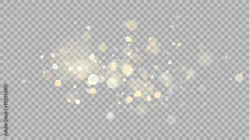 The dust sparks and golden stars shine with special light. Vector sparkles on a transparent background. . Stock royalty free vector illustration. PNG	