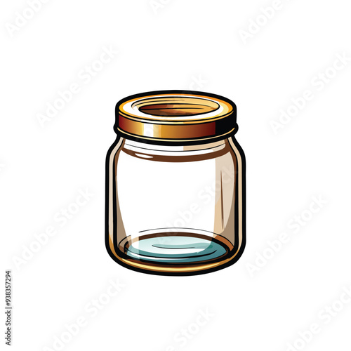 An illustration of a transparent glass jar with a gold lid.