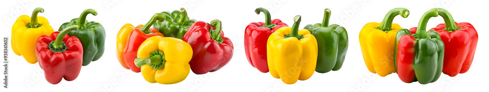 Set of bell peppers isolated on transparent background Set of bell peppers isolated on transparent background