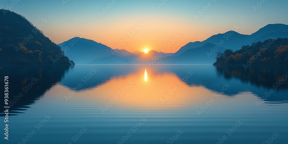 Fototapeta premium Soothing Essence: A Minimalist Image of Nature in Serene Blue Tones.