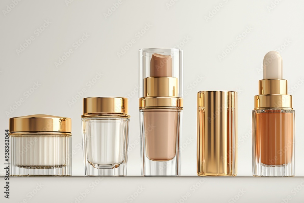 Luxurious cosmetic packaging bottles created with generative AI Luxurious cosmetic packaging bottles created with generative AI