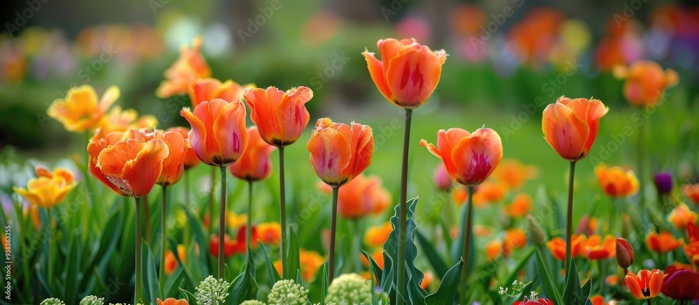 Obraz premium The Beautiful Orange Flowers In The Garden