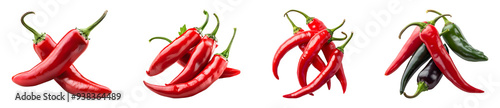 Set of Chili peppers isolated on transparent background