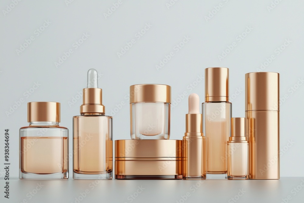 Luxurious cosmetic packaging bottles created with generative AI Luxurious cosmetic packaging bottles created with generative AI