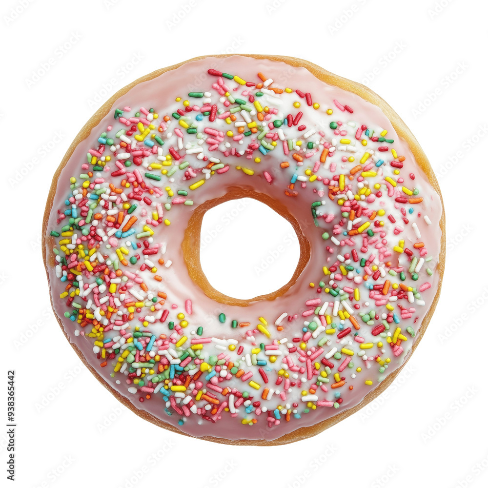 Donut with colorful sprinkles isolated on transparent background Top view Donut with colorful sprinkles isolated on transparent background Top view