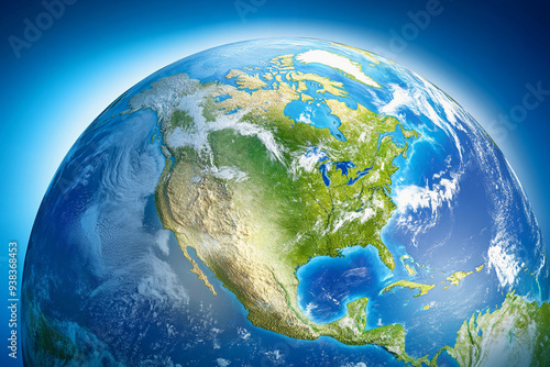 Globe North America: Planet Earth focused on USA and Canada , Earth North America, Globe Canada , Universe, World Map, Geography