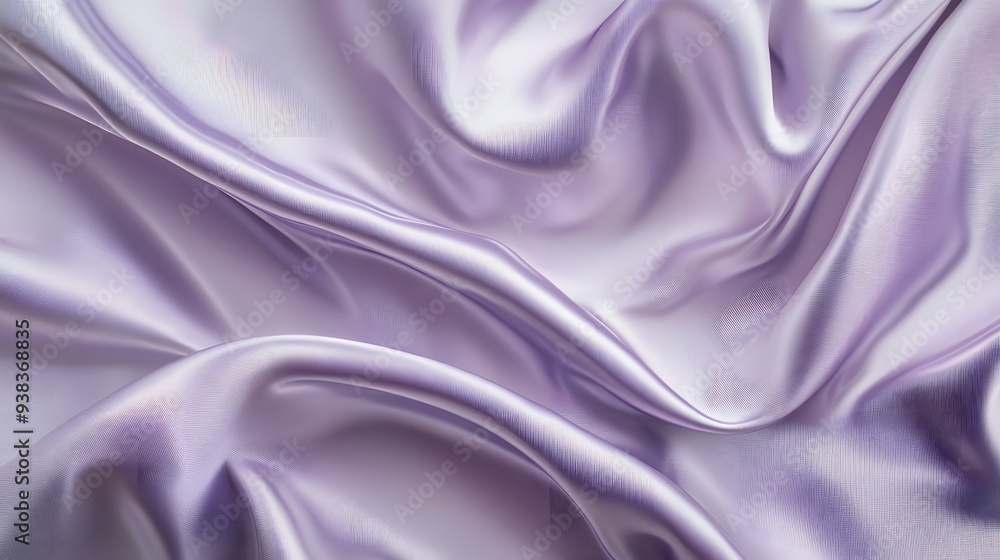 Fototapeta premium A close-up view of flowing lavender satin fabric, showcasing its smooth texture and elegant sheen. 