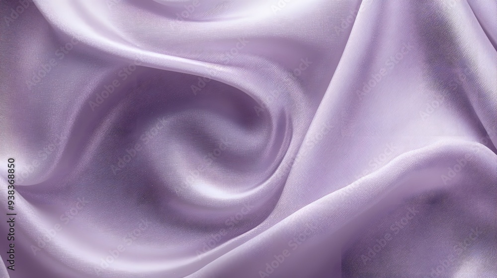 Fototapeta premium A close-up view of soft, lavender satin fabric showcasing elegant folds and a smooth texture. 