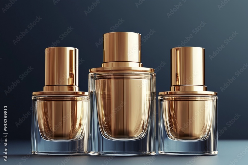 Luxurious cosmetic packaging bottles created with generative AI Luxurious cosmetic packaging bottles created with generative AI