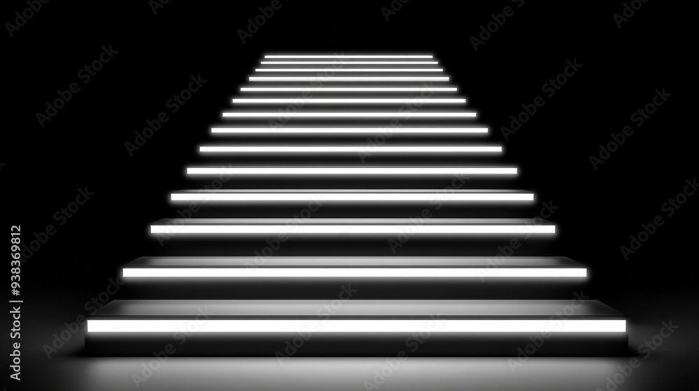 digital background featuring a sleek ladder reaching towards a glowing, abstract horizon, symbolizing advancement, aspiration, and the journey towards innovation