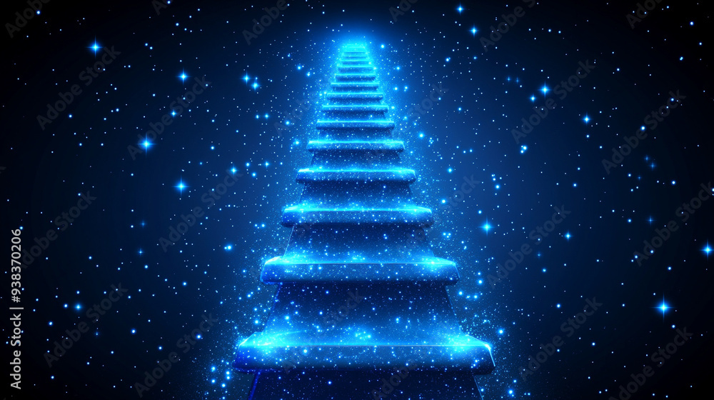 digital background featuring a sleek ladder reaching towards a glowing, abstract horizon, symbolizing advancement, aspiration, and the journey towards innovation digital background featuring a sleek ladder reaching towards a glowing, abstract horizon, symbolizing advancement, aspiration, and the journey towards innovation
