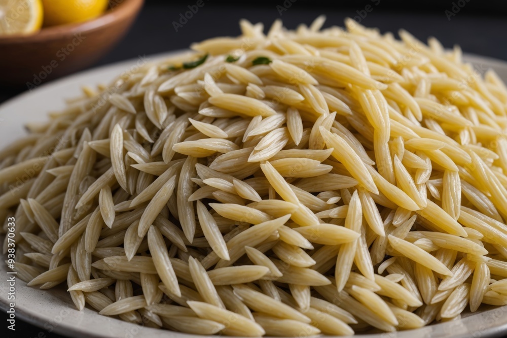 Close up of raw, uncooked orzo pasta Close up of raw, uncooked orzo pasta
