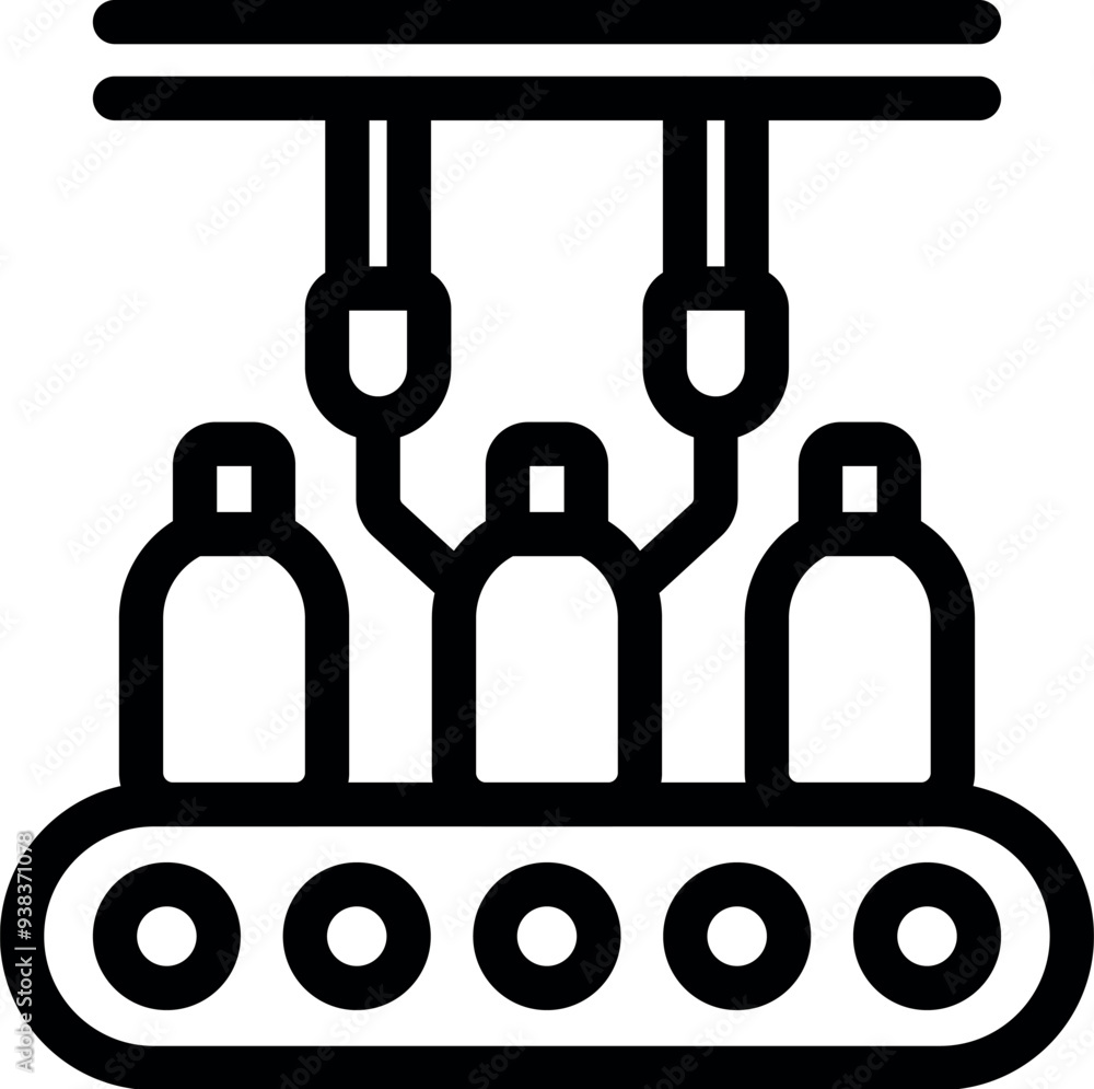 Conveyor belt manufacturing bottles packaging production line icon Conveyor belt manufacturing bottles packaging production line icon