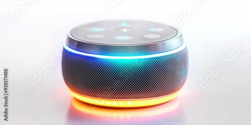 Modern Smart Speaker with Interactive Controls and LED Lights photo