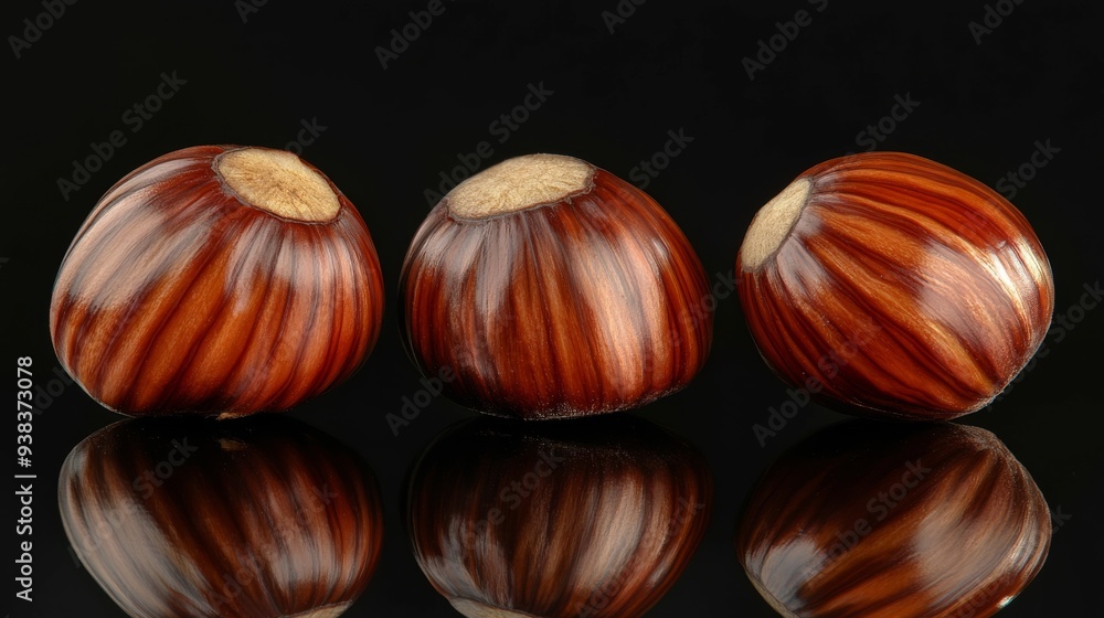Edible chestnut group on black Edible chestnut group on black