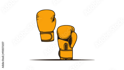 boxing gloves from front and back, Orange Boxing Gloves Illustration on White Background with Clear Details, Illustration of vibrant orange boxing gloves set against a clean white background