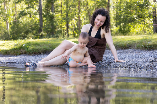 Mother and Baby Enjoying Nature by Crowsnest Lake photo