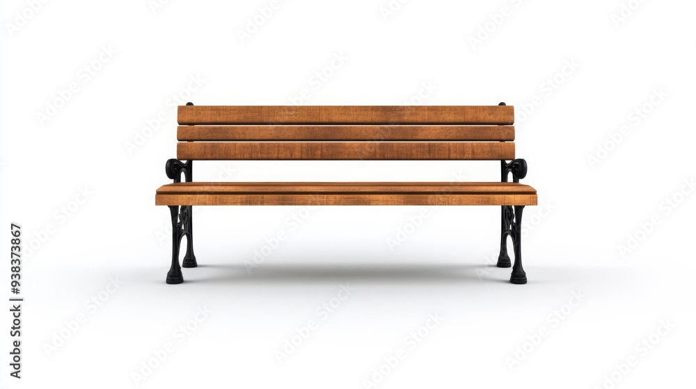 Bench alone on white background Bench alone on white background