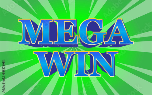 Mega win text vector cover design