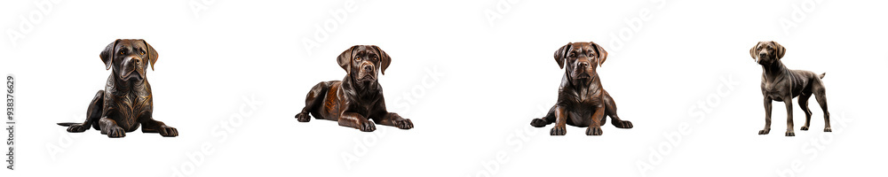Obraz premium Set, collection of Dog Statue isolated on transparent background.