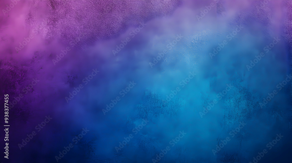 Fototapeta premium A minimalist design featuring a simple, smooth gradient from blue to purple to dark blue, with a subtle glowing grainy texture overlay