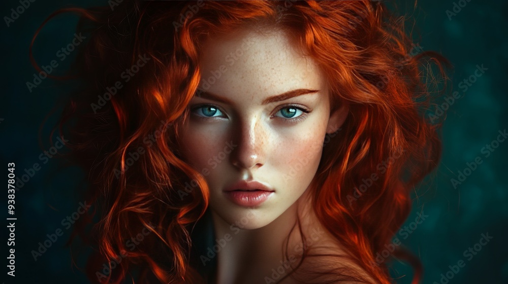 Fototapeta premium Girl with crimson curls' portrait