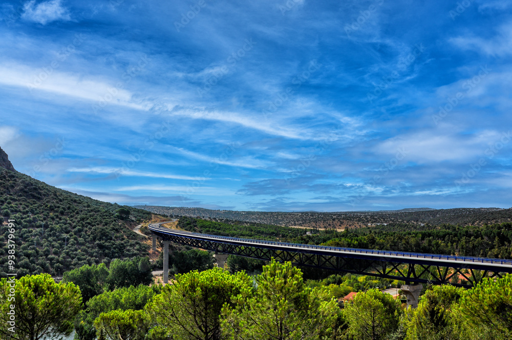 Viaduct over the Guadiana river in La Siberia Extremeña at the height of the García de Sola reservoir on the National Road 430, Extremadura, Badajoz province Viaduct over the Guadiana river in La Siberia Extremeña at the height of the García de Sola reservoir on the National Road 430, Extremadura, Badajoz province