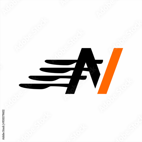 Elegant abstract letter AV or N logo design.