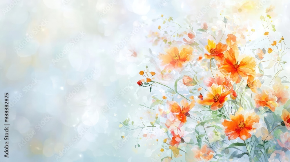 A vibrant floral arrangement featuring orange blossoms against a soft, dreamy background, perfect for nature-themed designs. A vibrant floral arrangement featuring orange blossoms against a soft, dreamy background, perfect for nature-themed designs.
