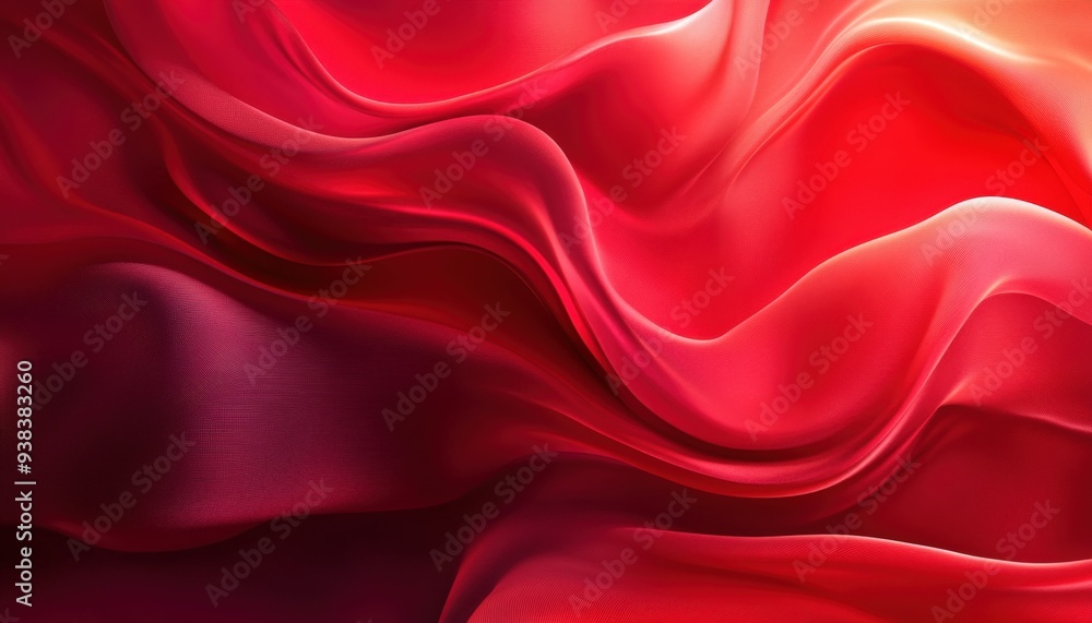 Obraz premium Flowing red fabric creates a dynamic backdrop with rich textures and shadows in warm, soft lighting