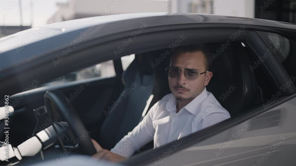 Man sitting in luxurious car Man sitting in luxurious car