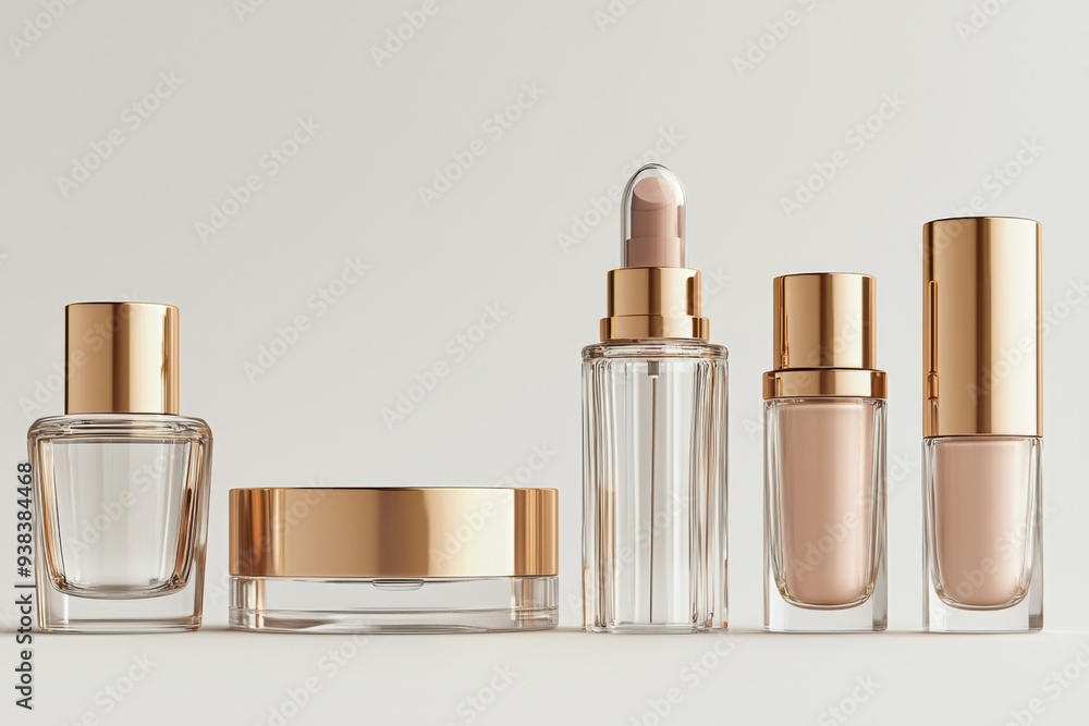 Luxurious cosmetic packaging bottles created with generative AI Luxurious cosmetic packaging bottles created with generative AI