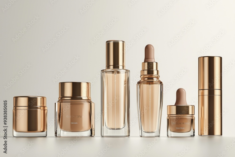 Luxurious cosmetic packaging bottles created with generative AI Luxurious cosmetic packaging bottles created with generative AI