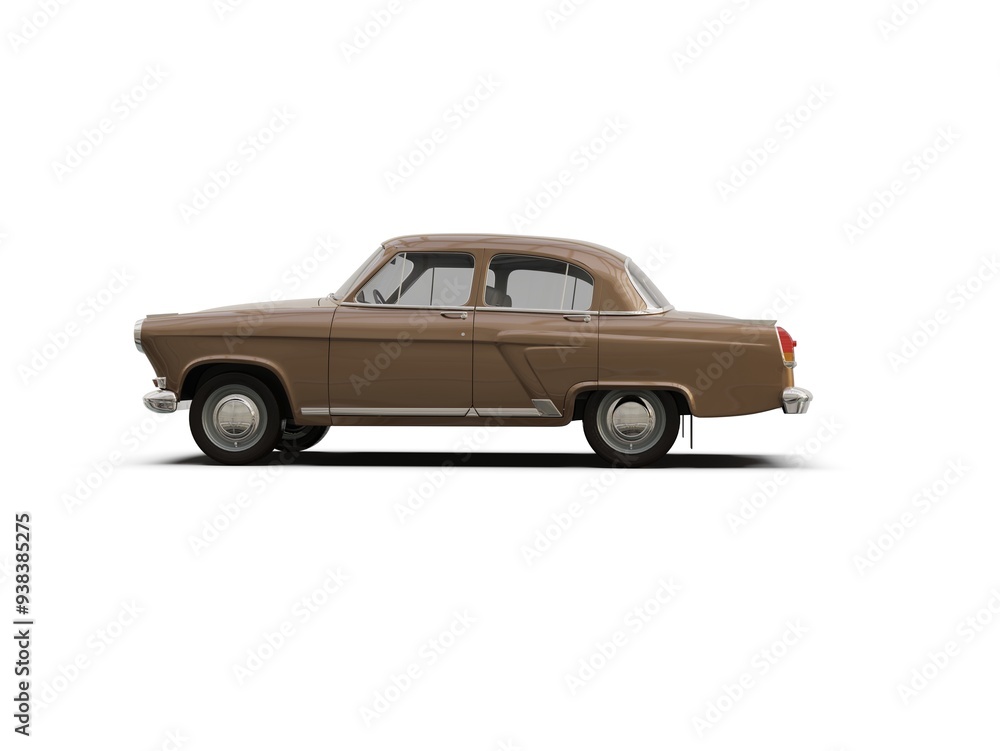 Fototapeta premium Old School Vintage Old-fashioned Classic Car Isolated on White Background