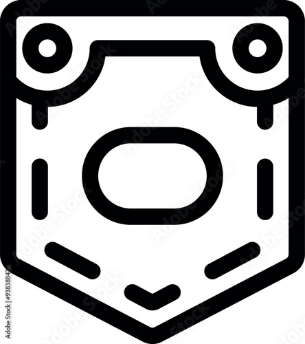 Simple line icon of a pocket with buttonhole, emphasizing functionality and storage