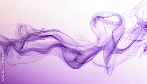 Delicate purple smoke swirling elegantly against a soft pastel backdrop in a calm, serene atmosphere