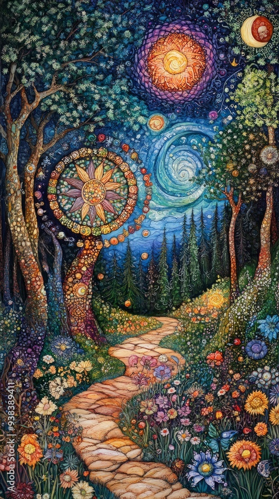 Obraz premium Wheel of the Year Nature's Cycle Wicca, Paganism Religion Spiritual Symbol
